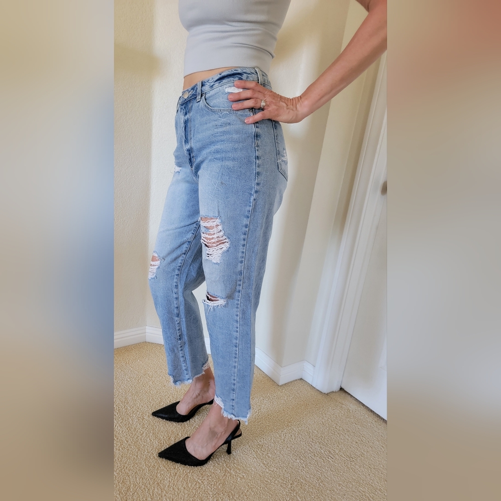 Women's Light Blue Distressed Jeans By Blue Revival, Size 28 - Picture 2 of 4
